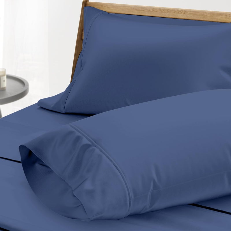THREAD SPREAD 100% Egyptian Cotton Pillow Cases - 1000 Thread Count Pillow Cases Queen/Standard Size Set of 2, Soft, Breathable Extra Long Staple Sateen Weave Cotton Pillow Cover for Bed - Deep Blue - Image 1